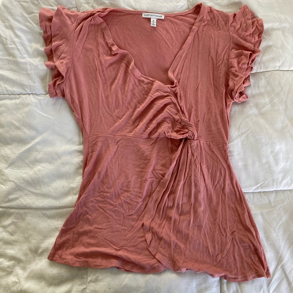 Notations Blush Pink Criss-Cross Front Blouse